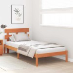 vidaXL Cadru de pat cu headboard Maro 100 x 200 cm Lemn masiv de pin vidaXL Cadru de pat cu headboard Maro 100 x 200 cm Lemn masiv de pin