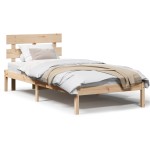 vidaXL Cadru de pat cu headboard Maro 90 x 190 cm Lemn masiv de pin