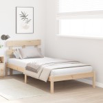 vidaXL Cadru de pat cu headboard Maro 75 x 190 cm Lemn masiv de pin