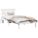 vidaXL Cadru de pat cu headboard Alb 75 x 190 cm Lemn masiv de pin vidaXL Cadru de pat cu headboard Alb 75 x 190 cm Lemn masiv de pin