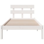 vidaXL Cadru de pat cu headboard Alb 75 x 190 cm Lemn masiv de pin vidaXL Cadru de pat cu headboard Alb 75 x 190 cm Lemn masiv de pin