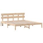vidaXL Cadru de pat cu headboard Maro 200 x 200 cm Lemn masiv de pin vidaXL Cadru de pat cu headboard Maro 200 x 200 cm Lemn masiv de pin