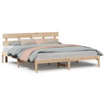 vidaXL Cadru de pat cu headboard Maro 200 x 200 cm Lemn masiv de pin vidaXL Cadru de pat cu headboard Maro 200 x 200 cm Lemn masiv de pin