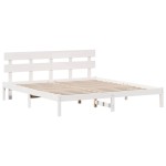 vidaXL Cadru de pat cu headboard Alb 200 x 200 cm Lemn masiv de pin vidaXL Cadru de pat cu headboard Alb 200 x 200 cm Lemn masiv de pin