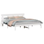 vidaXL Cadru de pat cu headboard Alb 200 x 200 cm Lemn masiv de pin vidaXL Cadru de pat cu headboard Alb 200 x 200 cm Lemn masiv de pin