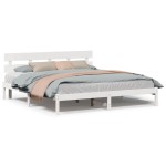 vidaXL Cadru de pat cu headboard Alb 200 x 200 cm Lemn masiv de pin vidaXL Cadru de pat cu headboard Alb 200 x 200 cm Lemn masiv de pin