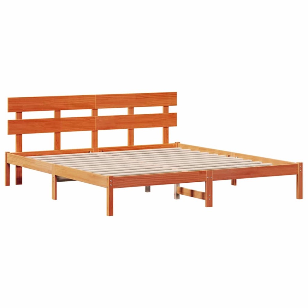 vidaXL Cadru de pat cu headboard Maro 200 x 200 cm Lemn masiv de pin