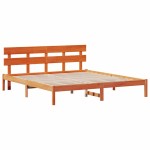 vidaXL Cadru de pat cu headboard Maro 200 x 200 cm Lemn masiv de pin vidaXL Cadru de pat cu headboard Maro 200 x 200 cm Lemn masiv de pin