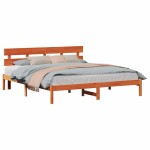 vidaXL Cadru de pat cu headboard Maro 200 x 200 cm Lemn masiv de pin vidaXL Cadru de pat cu headboard Maro 200 x 200 cm Lemn masiv de pin