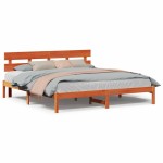 vidaXL Cadru de pat cu headboard Maro 200 x 200 cm Lemn masiv de pin vidaXL Cadru de pat cu headboard Maro 200 x 200 cm Lemn masiv de pin