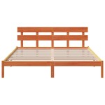 vidaXL Cadru de pat cu headboard Maro 200 x 200 cm Lemn masiv de pin vidaXL Cadru de pat cu headboard Maro 200 x 200 cm Lemn masiv de pin