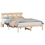 vidaXL Cadru de pat cu headboard Maro 160 x 200 cm Lemn masiv de pin