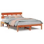 vidaXL Cadru de pat cu headboard Maro 150 x 200 cm Lemn masiv de pin
