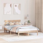 vidaXL Cadru de pat cu headboard Maro 120 x 200 cm Lemn masiv de pin