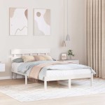 vidaXL Cadru de pat cu headboard Alb 120 x 200 cm Lemn masiv de pin