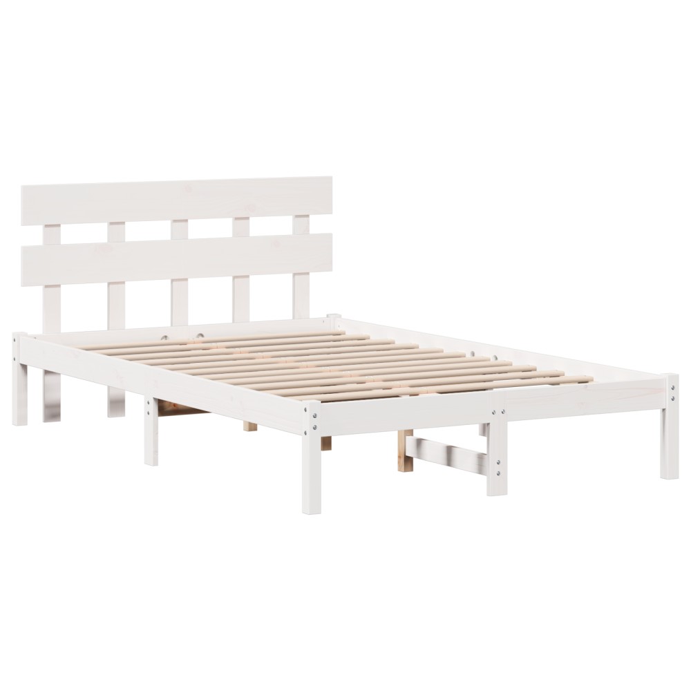 vidaXL Cadru de pat cu headboard Alb 120 x 190 cm Lemn masiv de pin