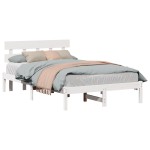 vidaXL Cadru de pat cu headboard Alb 120 x 190 cm Lemn masiv de pin vidaXL Cadru de pat cu headboard Alb 120 x 190 cm Lemn masiv de pin