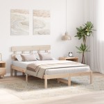 vidaXL Cadru de pat cu headboard Maro 135 x 190 cm Lemn masiv de pin vidaXL Cadru de pat cu headboard Maro 135 x 190 cm Lemn masiv de pin