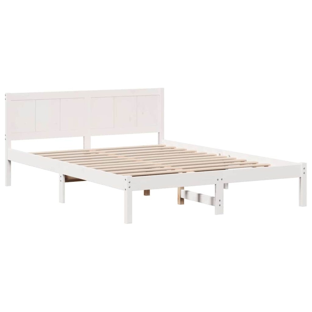 vidaXL Cadru de Pat Alb din Lemn Alb Lemn 160 x 200 cm Durabil