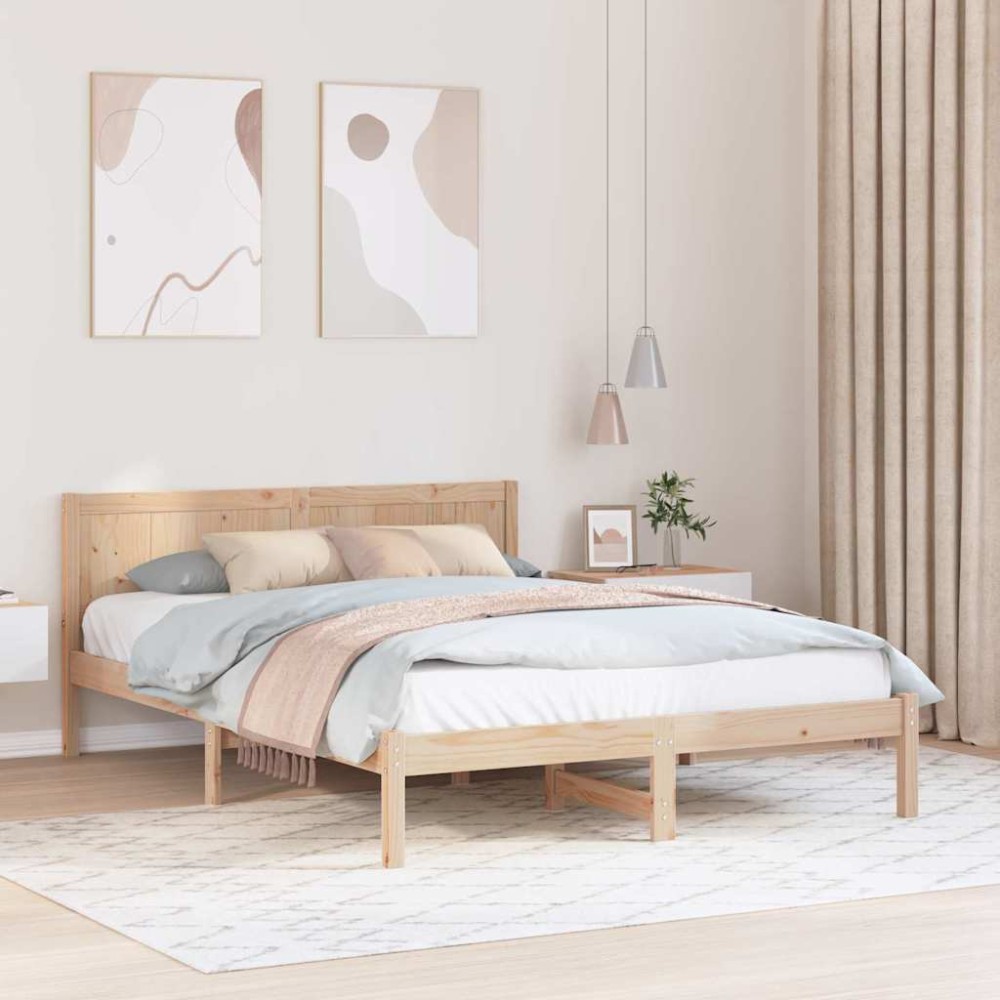 vidaXL Cadru de pat Maro 150 x 200 cm Lemn masiv de pin