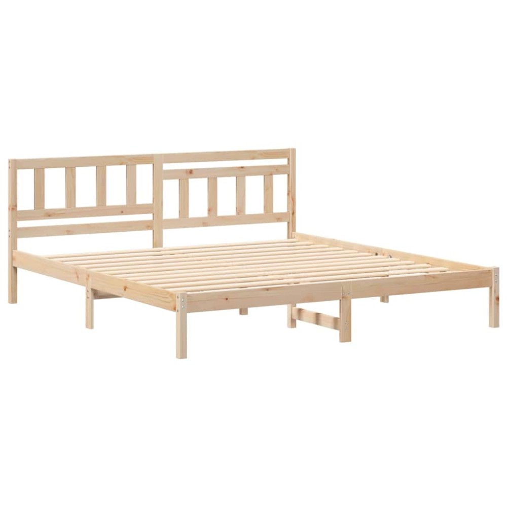 vidaXL Cadru de pat cu headboard Maro 200 x 200 cm Lemn masiv de pin