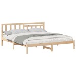 vidaXL Cadru de pat cu headboard Maro 200 x 200 cm Lemn masiv de pin vidaXL Cadru de pat cu headboard Maro 200 x 200 cm Lemn masiv de pin
