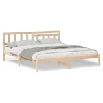 vidaXL Cadru de pat cu headboard Maro 200 x 200 cm Lemn masiv de pin vidaXL Cadru de pat cu headboard Maro 200 x 200 cm Lemn masiv de pin