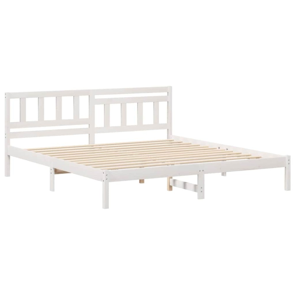 vidaXL Cadru de pat cu headboard Alb 200 x 200 cm Lemn masiv de pin