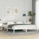 vidaXL Cadru de pat cu headboard Alb 200 x 200 cm Lemn masiv de pin vidaXL Cadru de pat cu headboard Alb 200 x 200 cm Lemn masiv de pin