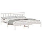 vidaXL Cadru de pat cu headboard Alb 200 x 200 cm Lemn masiv de pin vidaXL Cadru de pat cu headboard Alb 200 x 200 cm Lemn masiv de pin