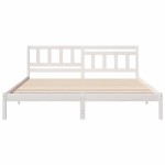 vidaXL Cadru de pat cu headboard Alb 200 x 200 cm Lemn masiv de pin vidaXL Cadru de pat cu headboard Alb 200 x 200 cm Lemn masiv de pin