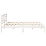 vidaXL Cadru de pat cu headboard Alb 200 x 200 cm Lemn masiv de pin vidaXL Cadru de pat cu headboard Alb 200 x 200 cm Lemn masiv de pin