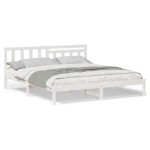 vidaXL Cadru de pat cu headboard Alb 180 x 200 cm Lemn masiv de pin vidaXL Cadru de pat cu headboard Alb 180 x 200 cm Lemn masiv de pin