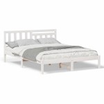 vidaXL Cadru de pat cu headboard Alb 160 x 200 cm Lemn masiv de pin vidaXL Cadru de pat cu headboard Alb 160 x 200 cm Lemn masiv de pin