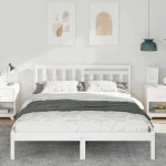 vidaXL Cadru de pat cu headboard Alb 160 x 200 cm Lemn masiv de pin vidaXL Cadru de pat cu headboard Alb 160 x 200 cm Lemn masiv de pin