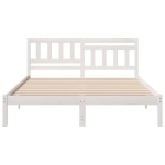 vidaXL Cadru de pat cu headboard Alb 160 x 200 cm Lemn masiv de pin vidaXL Cadru de pat cu headboard Alb 160 x 200 cm Lemn masiv de pin