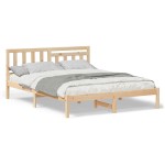 vidaXL Cadru de pat cu headboard Maro 150 x 200 cm Lemn masiv de pin vidaXL Cadru de pat cu headboard Maro 150 x 200 cm Lemn masiv de pin