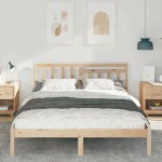 vidaXL Cadru de pat cu headboard Maro 150 x 200 cm Lemn masiv de pin vidaXL Cadru de pat cu headboard Maro 150 x 200 cm Lemn masiv de pin