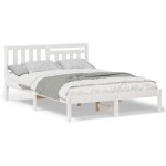 vidaXL Cadru de pat cu headboard Alb 140 x 190 cm Lemn de pin masiv