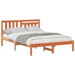 vidaXL Cadru de pat Maro ceruit 140 x 190 cm Lemn masiv de pin vidaXL Cadru de pat Maro ceruit 140 x 190 cm Lemn masiv de pin