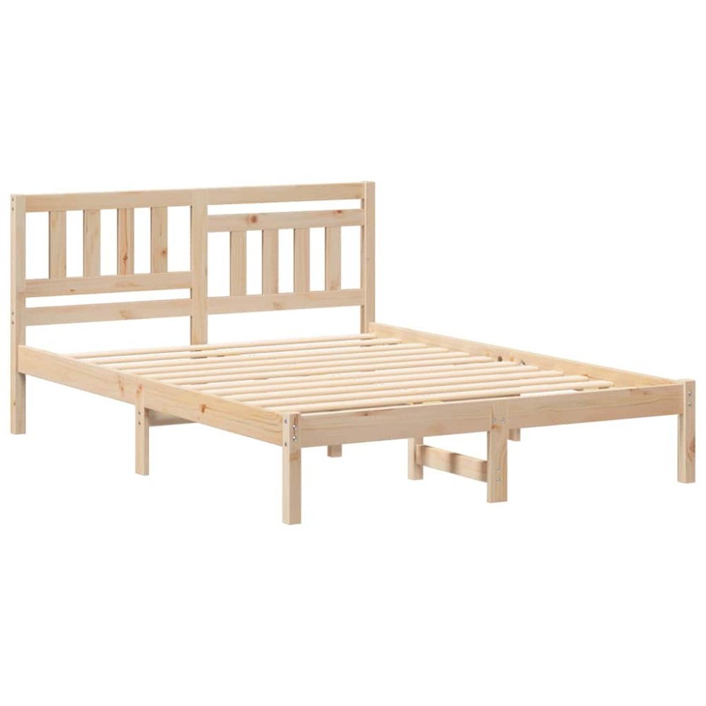 vidaXL Cadru de pat cu headboard Maro 120 x 190 cm Lemn masiv de pin