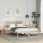 vidaXL Cadru de pat cu headboard Maro 120 x 190 cm Lemn masiv de pin vidaXL Cadru de pat cu headboard Maro 120 x 190 cm Lemn masiv de pin