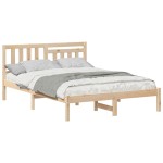 vidaXL Cadru de pat cu headboard Maro 120 x 190 cm Lemn masiv de pin vidaXL Cadru de pat cu headboard Maro 120 x 190 cm Lemn masiv de pin