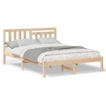 vidaXL Cadru de pat cu headboard Maro 120 x 190 cm Lemn masiv de pin vidaXL Cadru de pat cu headboard Maro 120 x 190 cm Lemn masiv de pin