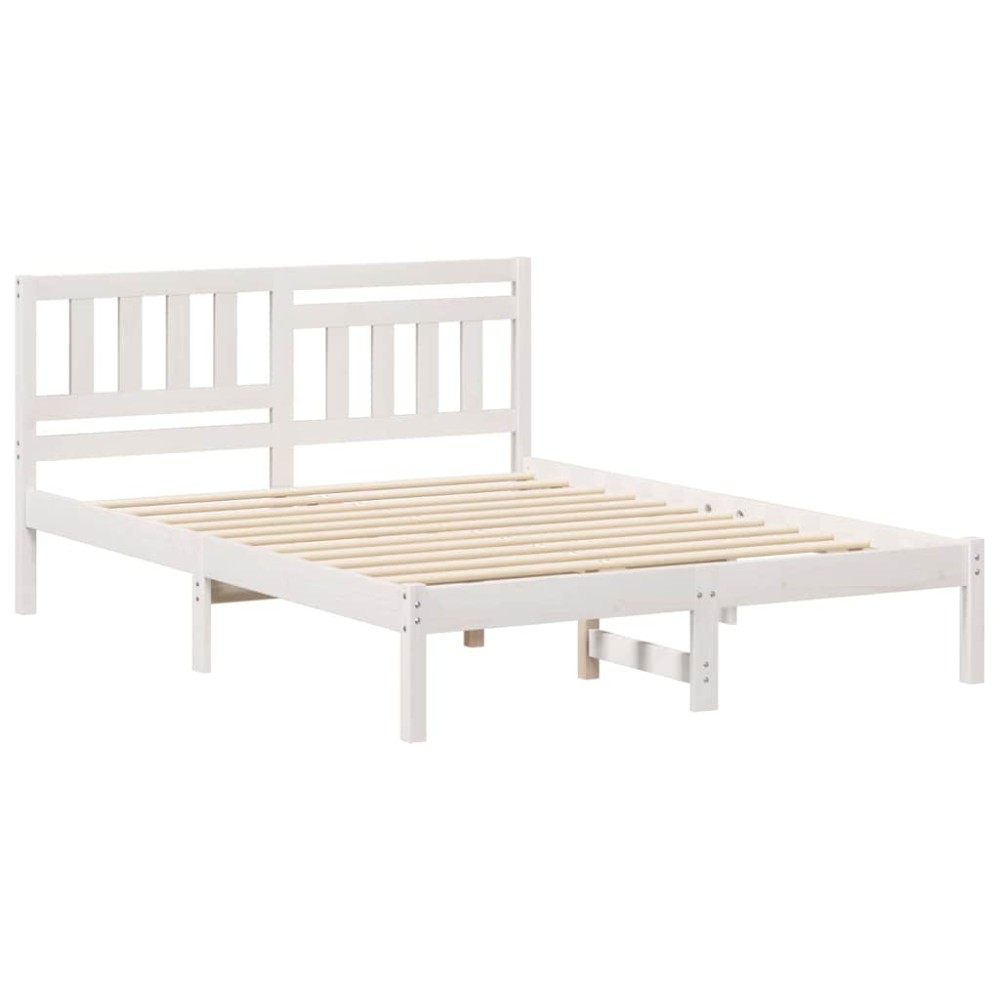vidaXL Cadru de pat cu headboard Alb 120 x 190 cm Lemn masiv de pin