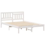 vidaXL Cadru de pat cu headboard Alb 120 x 190 cm Lemn masiv de pin