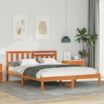vidaXL Cadru de pat Maro ceruit 120 x 190 cm Lemn masiv de pin vidaXL Cadru de pat Maro ceruit 120 x 190 cm Lemn masiv de pin