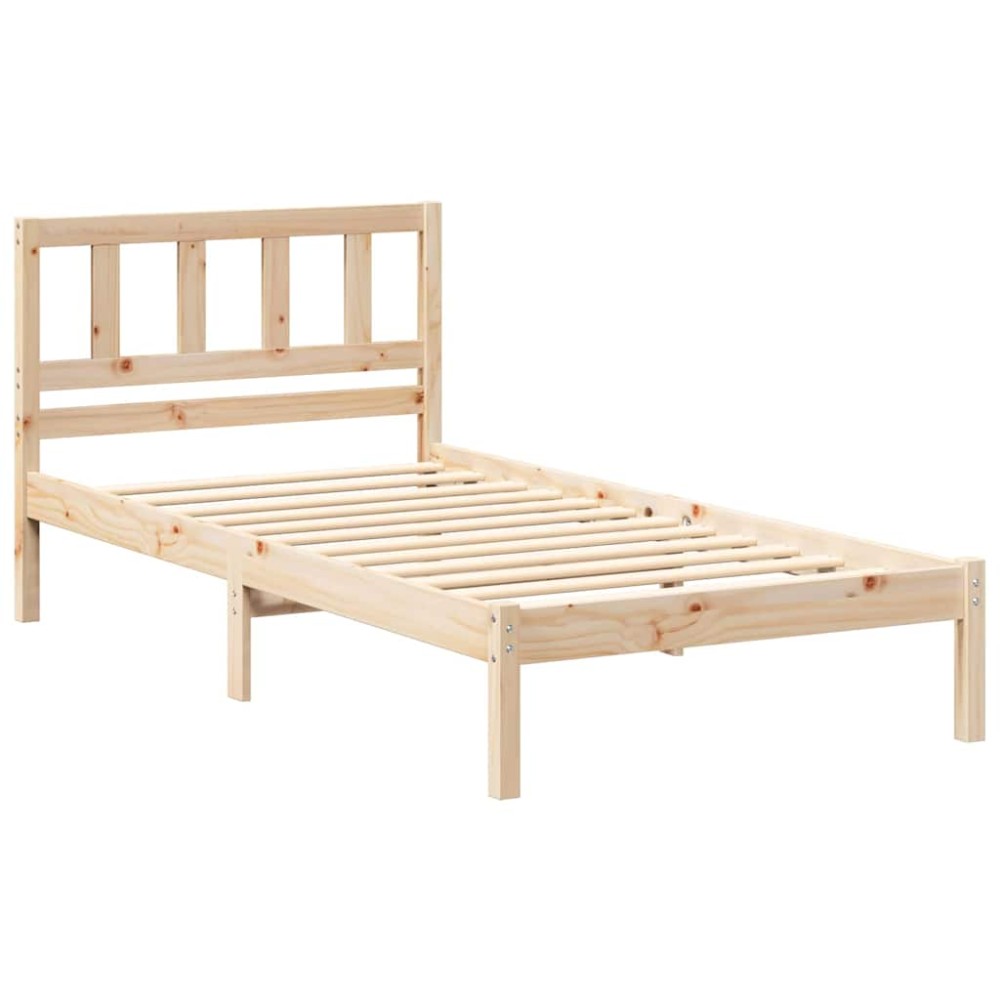 vidaXL Cadru de pat cu headboard Maro 100 x 200 cm Lemn masiv de pin