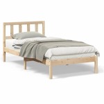 vidaXL Cadru de pat cu headboard Maro 100 x 200 cm Lemn masiv de pin vidaXL Cadru de pat cu headboard Maro 100 x 200 cm Lemn masiv de pin