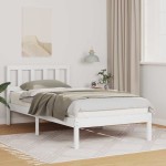 vidaXL Cadru de pat cu headboard Alb 75 x 190 cm Lemn masiv de pin vidaXL Cadru de pat cu headboard Alb 75 x 190 cm Lemn masiv de pin